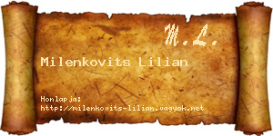 Milenkovits Lilian névjegykártya
